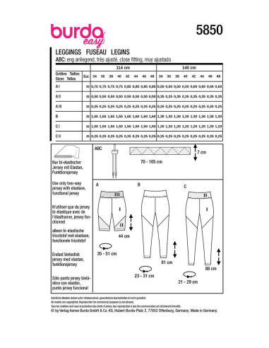 Leggings pattern - Burda 5850