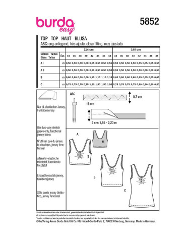 Pattern for top - Burda 5852