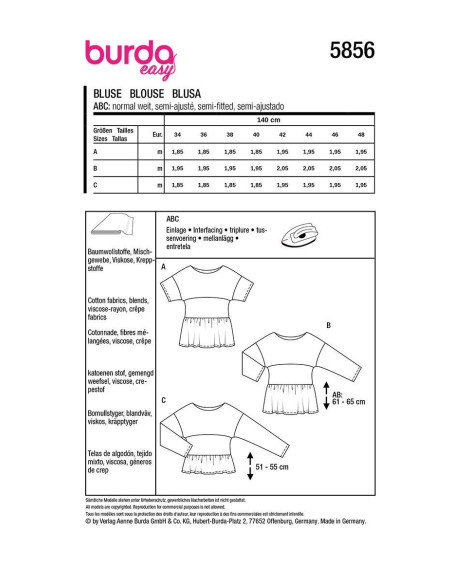 Blouse pattern - Burda 5856
