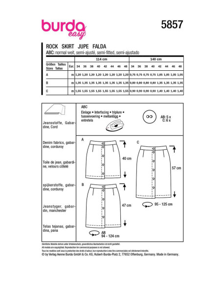 Skirt pattern - Burda 5857