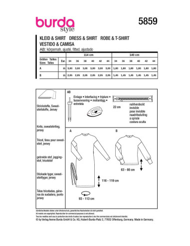 Dress and T-shirt pattern - Burda 5859