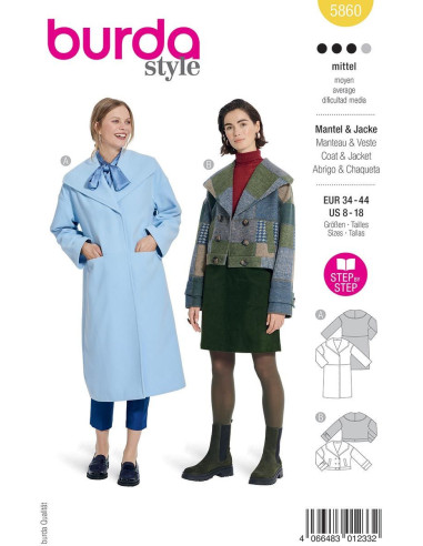 Jacket and coat pattern - Burda 5860