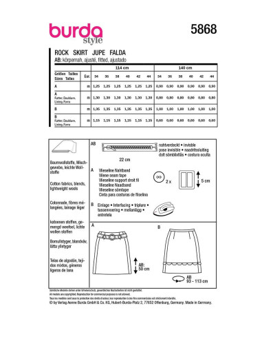 Skirt Pattern - Burda 5868