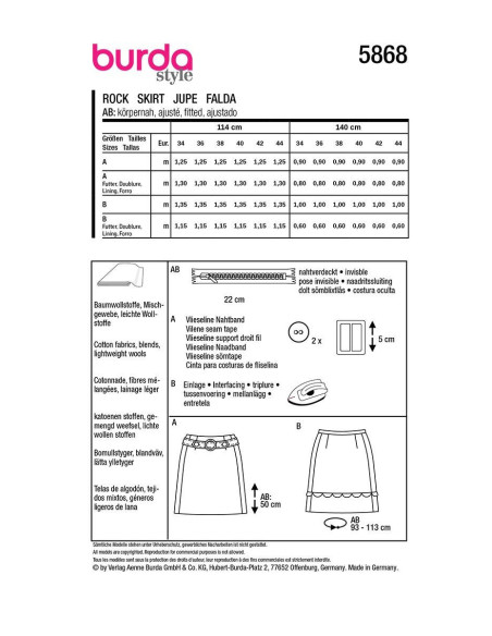 Skirt Pattern - Burda 5868