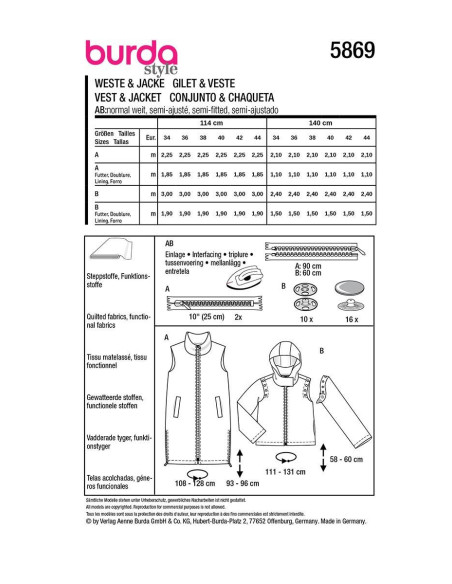 Vest and Jacket Pattern - Burda 5869