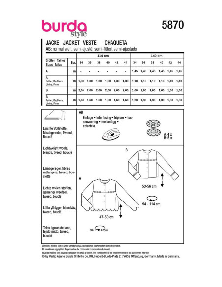 Jacket pattern - Burda 5870
