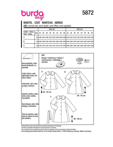 Coat pattern - Burda 5872