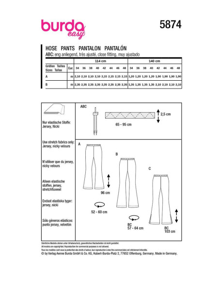 Pants pattern - Burda 5874