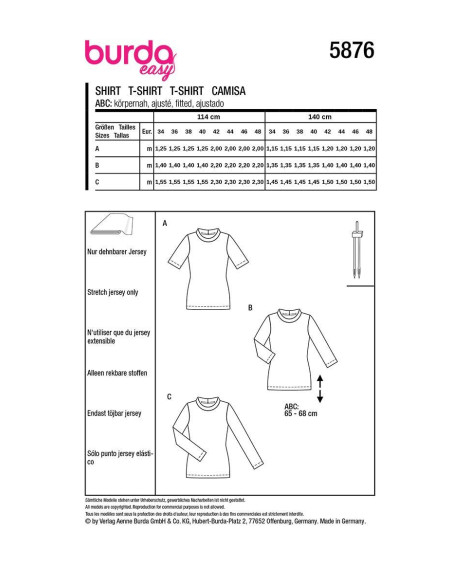 T-shirt Pattern - Burda 5876