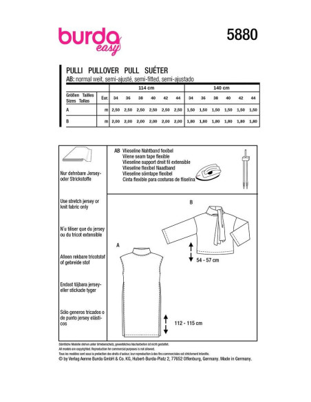 Sweater pattern - Burda 5880