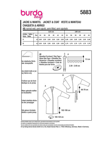 Jacket and coat pattern - Burda 5883