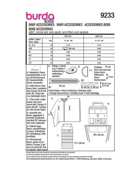 Baby accessories pattern - Burda 9233