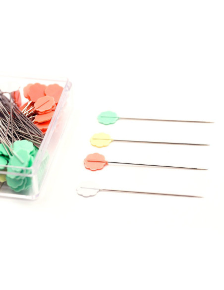 Box of 100 flower-shaped head pins Clover