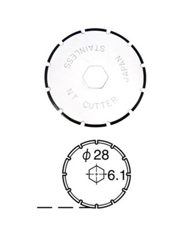 2 perforated replacement blades for NT Cutter 28 mm retractable cutter