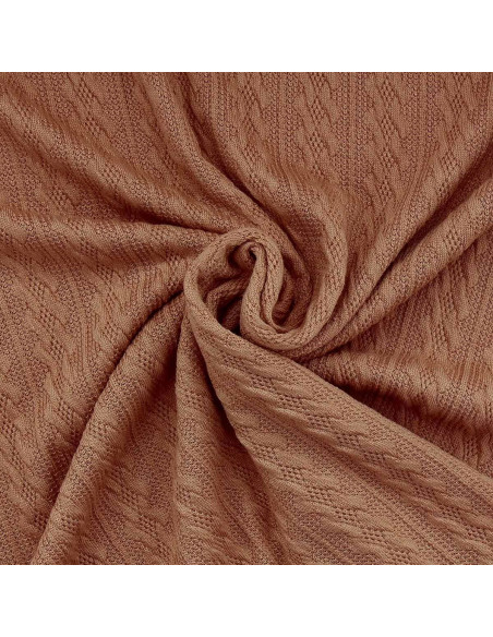 Dark beige jacquard knit fabric