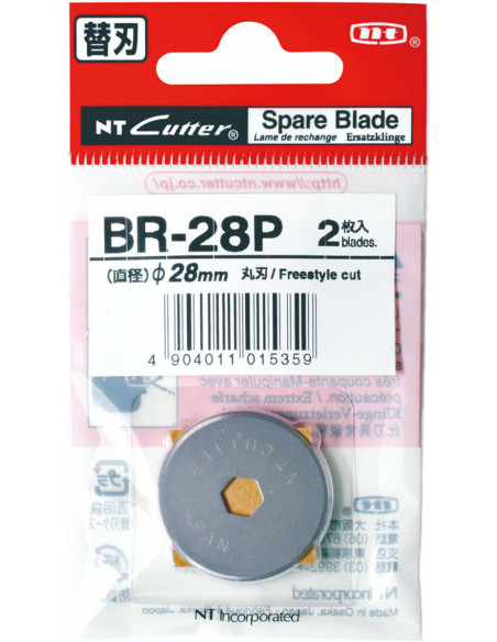 2 straight replacement blades for NT Cutter 28 mm retractable cutter
