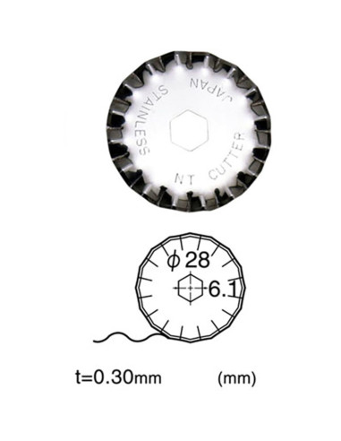 2 scalloped replacement blades for NT Cutter 28 mm retractable cutter