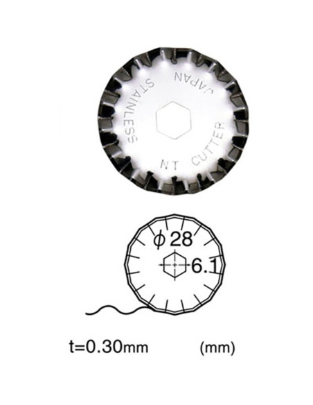 2 scalloped replacement blades for NT Cutter 28 mm retractable cutter