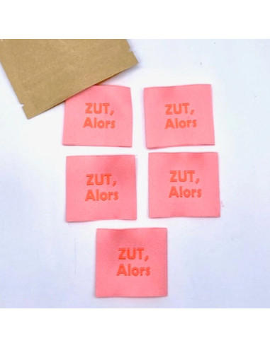 Set of 5 woven sew-on labels Zut Alors