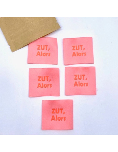 Set of 5 woven sew-on labels Zut Alors