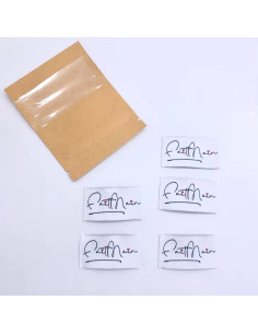 Set of 5 woven sew-on labels Handmade - Navy blue and white 2