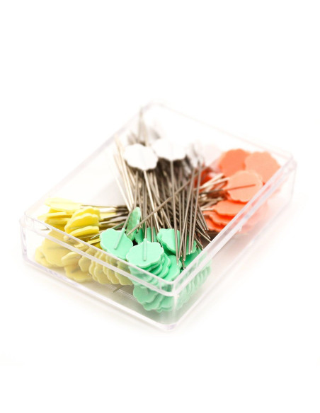 Box of 100 flower-shaped head pins Clover