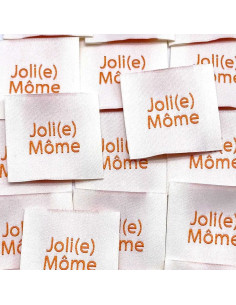 Set of 5 woven sew-on labels Joli(e) Môme cream