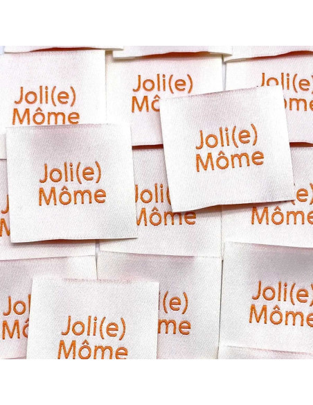 Set of 5 woven sew-on labels Joli(e) Môme cream
