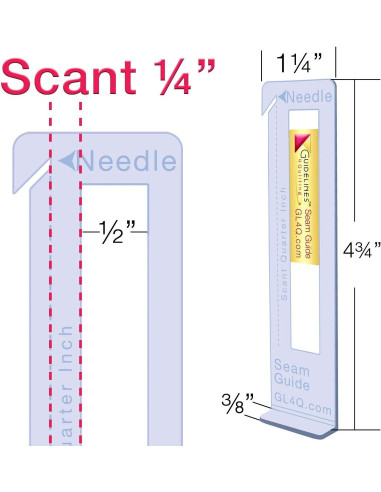 Placement rule and 6 sewing guides with adhesive