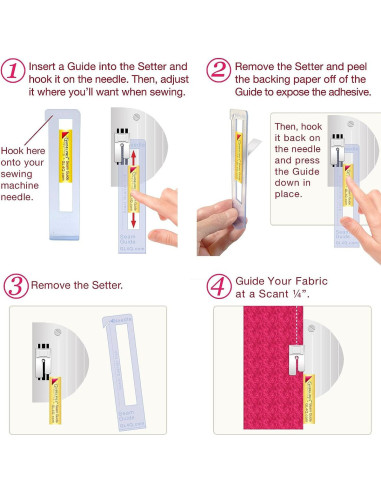Placement rule and 6 sewing guides with adhesive