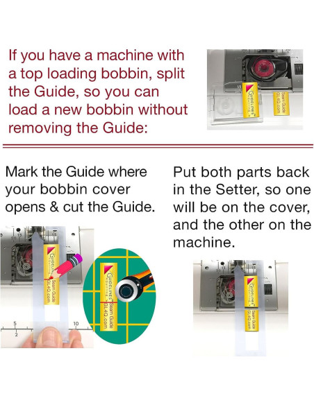 Placement rule and 6 sewing guides with adhesive
