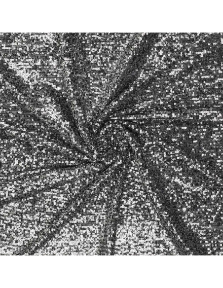 Dark gray stretch sequin fabric