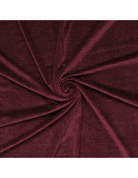 Striped lurex velvet fabric - Bordeaux