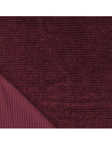 Striped lurex velvet fabric - Bordeaux