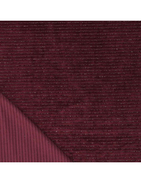 Striped lurex velvet fabric - Bordeaux