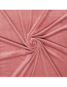 Striped lurex velvet fabric - Old pink