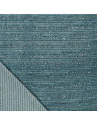 Striped lurex velvet fabric - Blue gray