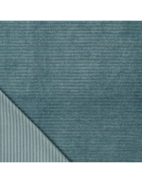 Striped lurex velvet fabric - Blue gray