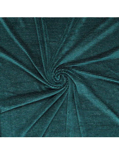 Striped lurex velvet fabric - Petrol blue