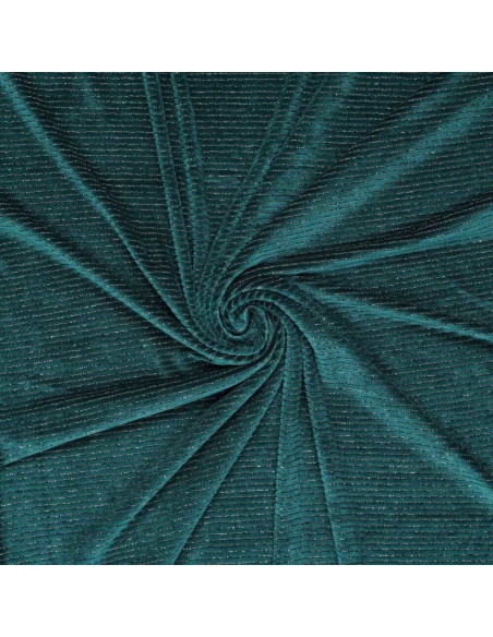 Striped lurex velvet fabric - Petrol blue