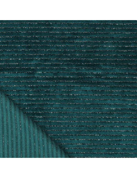 Striped lurex velvet fabric - Petrol blue