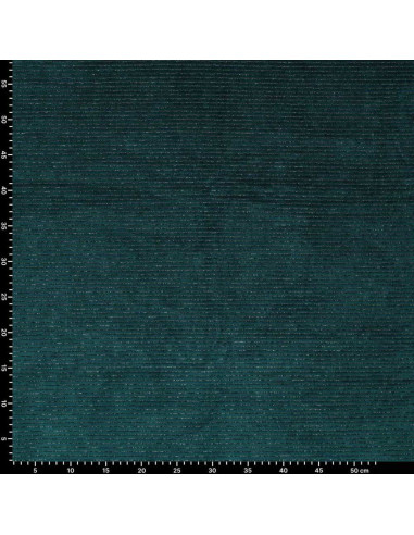 Striped lurex velvet fabric - Petrol blue
