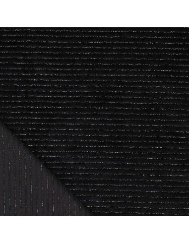 Striped lurex velvet fabric - Black