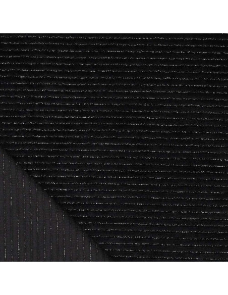 Striped lurex velvet fabric - Black