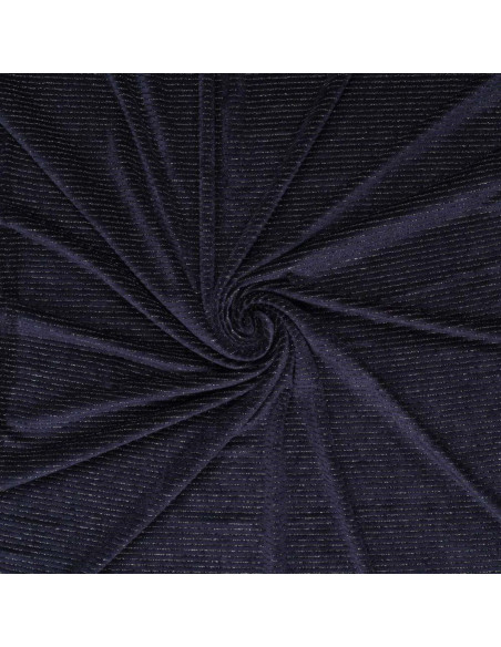 Striped lurex velvet fabric - Navy blue