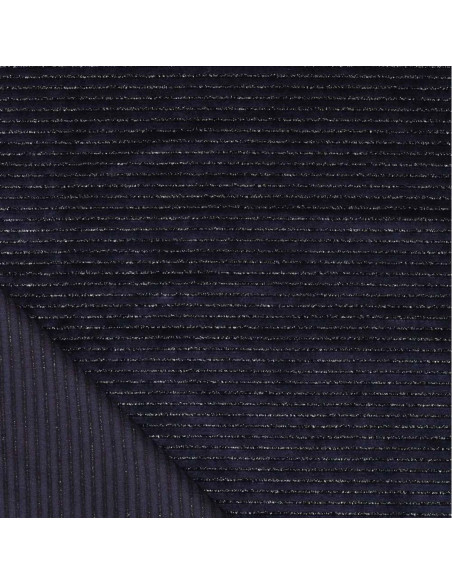 Striped lurex velvet fabric - Navy blue