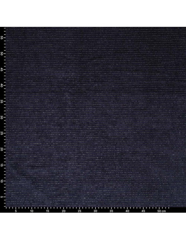 Striped lurex velvet fabric - Navy blue