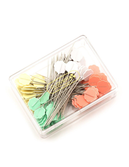 Box of 100 flower-shaped head pins Clover