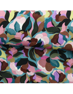 Fancy viscose fabric - Abiva blue stone and pink
