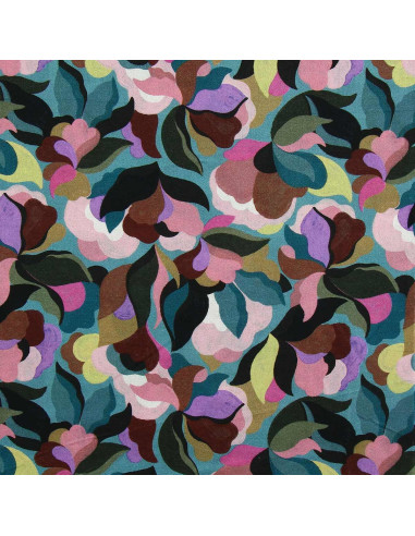 Fancy viscose fabric - Abiva blue stone and pink